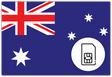 Australia SIM Card – Travel connectivity for Australia. Image featuring the Australian flag and a SIM card icon