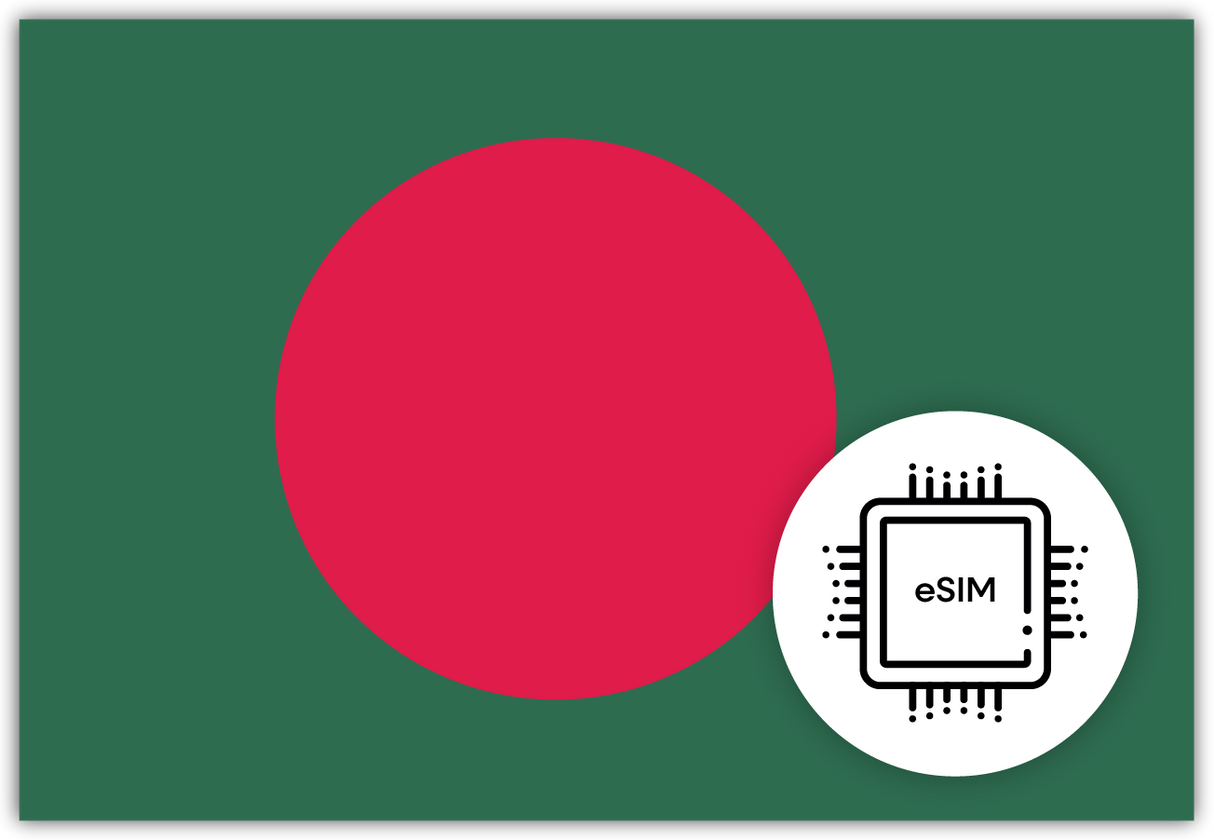Bangladesh eSIM – Travel connectivity for Bangladesh . Image featuring the Bangladeshi flag and an eSIM icon