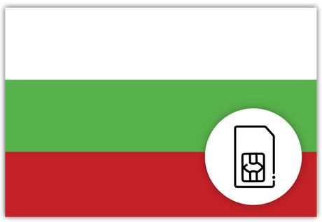 Bulgaria SIM Card – Travel connectivity for Bulgaria. Image featuring the Bulgarian flag and a SIM Card icon