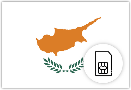 Cyprus SIM Card – Travel connectivity for Cyprus. Image featuring the Cypriot flag and a SIM Card icon