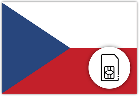 Czech Republic SIM Card – Travel connectivity for Czech Republic. Image featuring the Czech Republic flag and a SIM Card icon