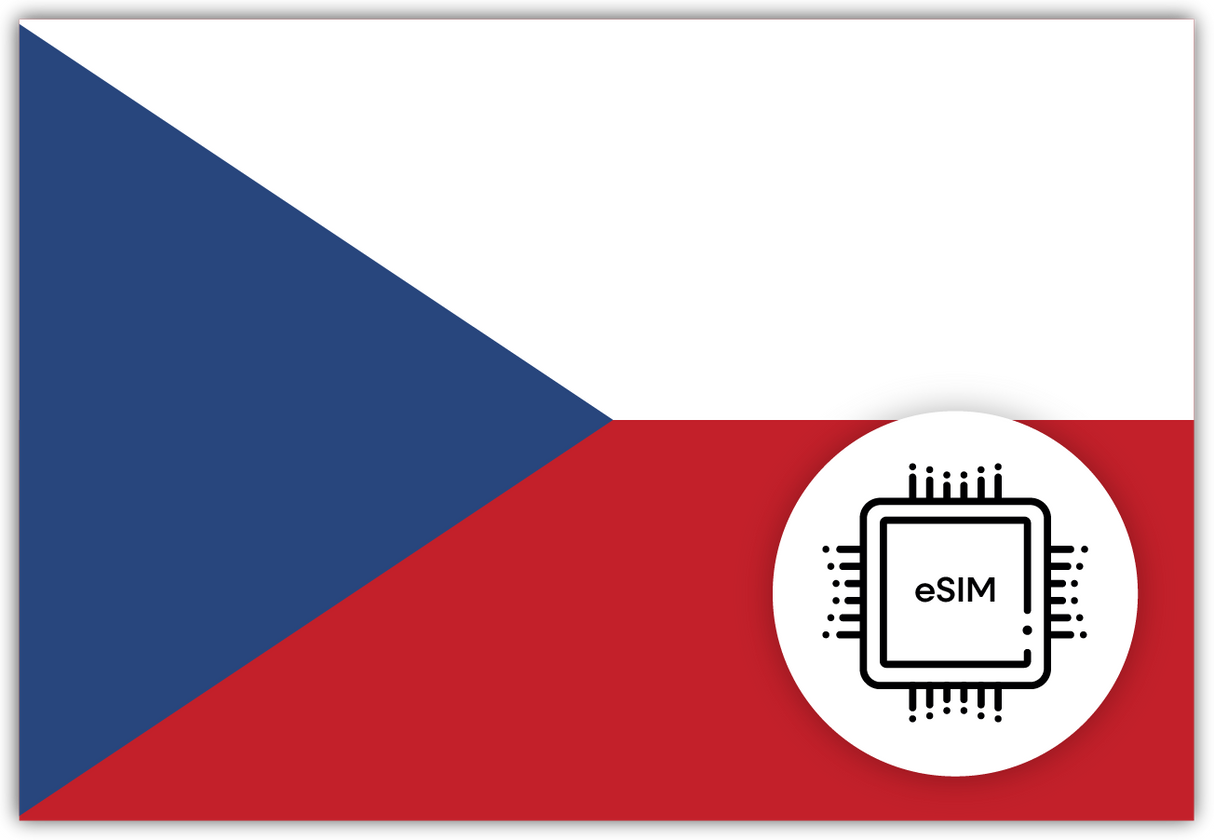Czech Republic eSIM – Travel connectivity for Czech Republic. Image featuring the Czech Republic flag and an eSIM icon