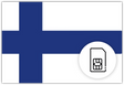 Finland SIM Card – Travel connectivity for Finland. Image featuring the Finnish flag and SIM Card icon