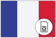 French SIM Card – Travel connectivity for French . Image featuring the French flag and a SIM Card icon