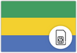 Gabon SIM Card – Travel connectivity for Gabon. Image featuring the Gabonese flag and a SIM card icon.