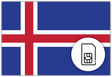 Iceland SIM Card – Travel connectivity for Iceland. Image featuring the Icelandic flag and a SIM Card icon