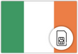 Ireland SIM Card – Travel connectivity for Ireland. Image featuring the Irish flag and a SIM Card icon