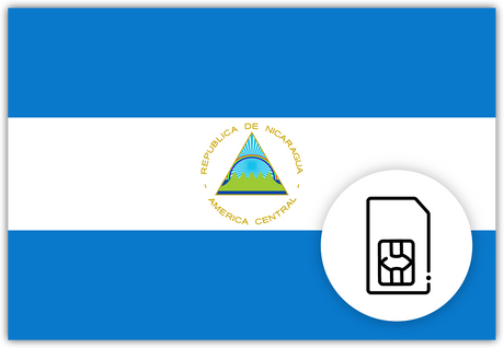 Nicaragua SIM card – Travel connectivity for Nicaragua. Image featuring the Nicaraguan flag and a SIM card icon.