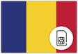 Romania SIM Card – Travel connectivity for Romania. Image featuring the Romanian flag and a SIM card icon