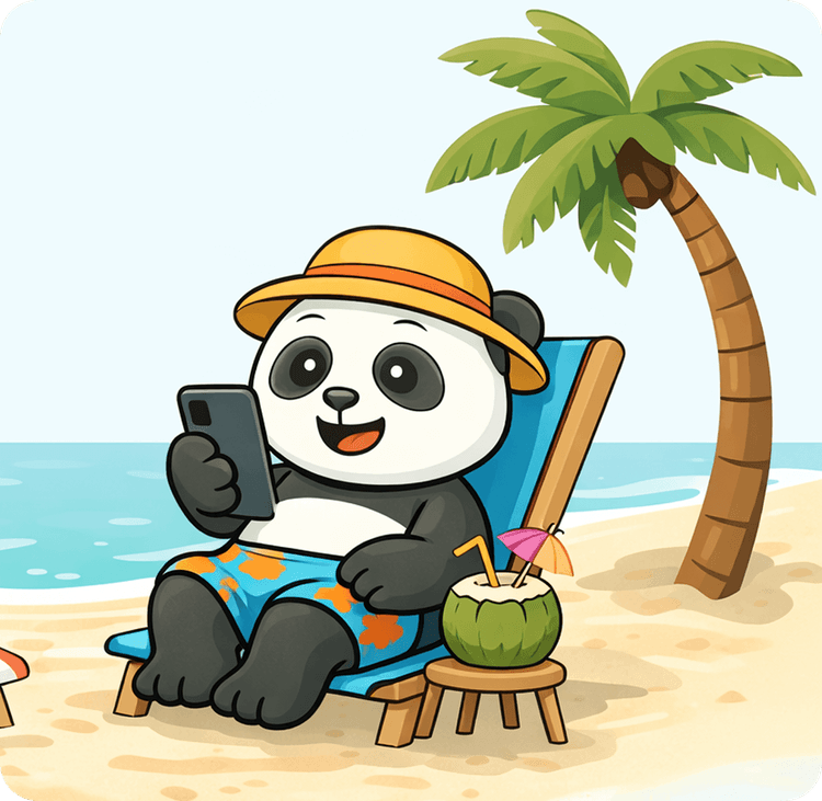 BeachSim panda on the beach