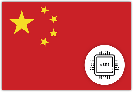 China eSIM – Travel connectivity for China. Image featuring the Chinese flag and an eSIM icon.

